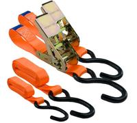 Tie Down Straps with Ratchet and Hook Set of 2 25 mm Wide 4 m Long up to 700 kg Orange Lashing Straps for Load Securing Lashing Straps 4 m