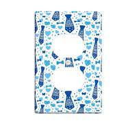 Tie Duplex Outlet Covers Wall Plate, Casual Playful Hearts Dots Father'S Day Blue Plastic Standard Size Wall Plates for Electrical Outlets for Home Living Room Bedroom Bathroom Decor