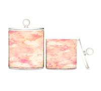 Tie Dye 3 Clear Plastic Storage Organizer with lid Bathroom Essentials Decorative Small Storage Bins for Floss Picks,Paper Clips,2 Pack