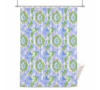 Tie Dye Abstract Shower Curtain for Bathroom, Ethnic Style Art Watercolor Blue Green Waterproof Cloth Fabric Bathroom Accessories Set with 12 Rust Proof Plastic Hooks, 72” x 96”