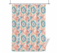 Tie Dye Abstract Shower Curtain for Bathroom, Ethnic Style Art Watercolor Green Orange Waterproof Cloth Fabric Bathroom Accessories Set with 12 Rust Proof Plastic Hooks, 36” x 72”