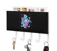 Tie Dye Atomic Science Physics Cute Key Holder for Wall with 5 Hooks Letter Coat Rack Home Decor 4.3 × 7.1 Inch