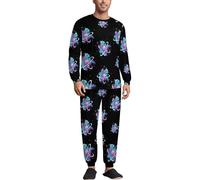 Tie Dye Atomic Science Physics Soft Mens Pyjamas Set Loungewear Long Sleeve Round Neck Tops And Pants
