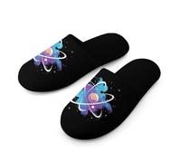 Tie Dye Atomic Science Physics Warm Mens Slippers Slip On Soft Fleece House Shoes Winter Indoor Outdoor