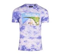 Tie Dye Beach T-Shirt Summer Holiday Tropical Paradise Graphic Print Tee Crew Neck Short Sleeve Top Blue M