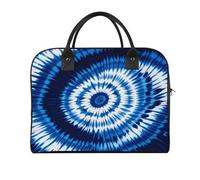 Tie-dye Blue Laptop Tote Bag Casual Travel Handbag Multi Pocket Shoulder Bags for Work Travel