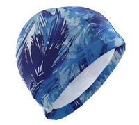 Tie-dye Blue Strokes Leaves Large Swimming for Adult Short Hair Waterproof Large Swim for Women Hair Protection and Drag Reduction Gorro de natación para Hombre