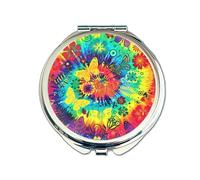 Tie Dye Butterfly Compact Mirror - Colourful Retro Design | Bright Boho Pocket Mirror for Teens, Girls & Women | Rainbow Aesthetic Gift | Festival or Everyday Makeup Mirror