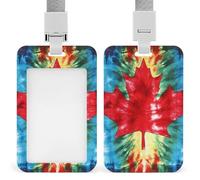 Tie Dye Canadian Flag Funny ID Badge Holder with Lanyard Name Card Holders for Work Nurse Teacher