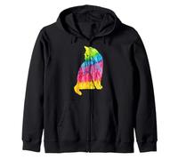 Tie Dye Cat Lover Colorful Feline Abstract Art Zip Hoodie