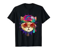 Tie Dye Cat Shirt Hippy Cat Peace Sign Cat Lover Value Graphic T-Shirt, Men, Black, M