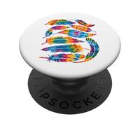 Tie Dye Color Feathers American Indian Pride Native American PopSockets Adhesive PopGrip