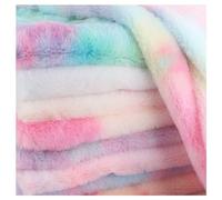 Tie Dye Colorful Plush Fabric Polyester Faux Fur Fabric, 160x50cm Fluffy Furry Soft Short Pile Synthetic Fur Material, for Clothes, Pillow Cover, Crafts, Costume, Cushion (Color : Multi-Colored 1)