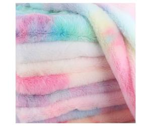 Tie Dye Colorful Plush Fabric Polyester Faux Fur Fabric, 160x50cm Fluffy Furry Soft Short Pile Synthetic Fur Material, for Clothes, Pillow Cover, Crafts, Costume, Cushion (Color : Multi-Colored 1)