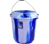 Tie-Dye Coloured Plastic Storage Bucket with Lid and Metal Handle 25L (Blue)