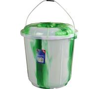 Tie-Dye Coloured Plastic Storage Bucket with Lid and Metal Handle 25L (Green)