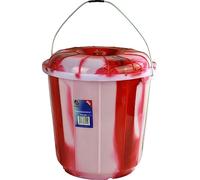 Tie-Dye Coloured Plastic Storage Bucket with Lid and Metal Handle 25L (Red)