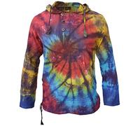 Tie Dye Cotton Light Summer Hippie Psychedelic Bohemian Grandad Hoodie Rainbow Front Spiral Tiedye XXX-Large