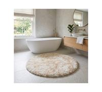 (Tie Dye Cream) Round Shaggy Bath Mat 4ft (120x120cm) Non Slip Bath Mats Soft Shaggy Bathroom Shower Rug
