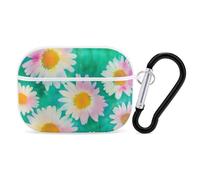 Tie-Dye Daisy Flowers Cute Earbuds Case Compatible with Airpods Pro Wireless Headphones Cover with Carabiner