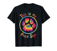 Tie Dye Dog Owner Design This Is My Peace Sign Dog Paw Print T-Shirt