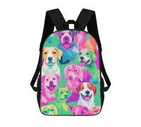 Tie Dye Dogs Animal Classic 17 Inch Backpack Travel Daypack Casual Shoulder Bag with Adjustable Strap for Men Women