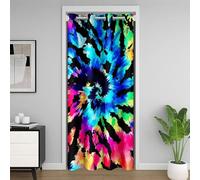 Tie Dye Door Curtain, Boho Blackout Curtain, Exotic Abstract Spiral Doorway Curtain, Chic Hippie Door Drape For Bedroom Living Room Closet Door, Colorful, 1 Panel, 34"W X 80"L, Room Divider