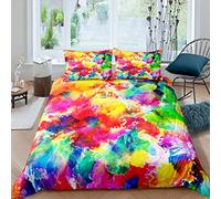 Tie Dye Duvet Cover Set Boho Psychedelic Bedding Set for Kids Boys Girls Bohemian Gypsy Comforter Cover Colorful Graffiti Art Quilt Cover Bedroom Collection 3Pcs Super King Size