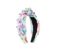 Tie-Dye Fabric, Diamond-Encrusted Bow Headband, Floral Statement Accessories, Decorative Headband, Purple Bow