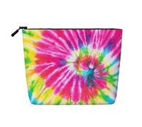 Tie Dye Fake Hemp Makeup Bag Travel Bag Pouch Toiletry Bag Environmentally Friendly and Durable with Zipper 9.45 X 6.7In