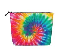 Tie Dye Fake Hemp Makeup Bag Travel Bag Pouch Toiletry Bag Environmentally Friendly and Durable with Zipper 9.45 X 6.7In