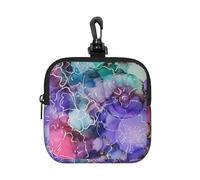 Tie Dye Flowers, Square Zipper Storage Bag, Neoprene Coin Purse, Small Wallets, Change Pouch, Change Purse