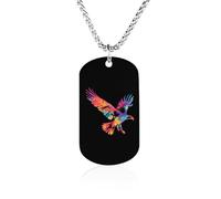 Tie-dye Flying Ea-gles Memory Necklace Jewelry Hip Hop Chain Pendant Statement Necklaces for Men Women 23.6in（60cm）