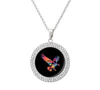 Tie-dye Flying Ea-gles Multicolored Diamond Necklaces Jewelry Brilliant Circle Pendant Necklace Gift for Women