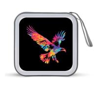 Tie-dye Flying Ea-gles Portable Zipper CD Case 40 Capacity DVD Collection Holder for Car Office Home Travel
