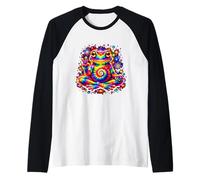 Tie Dye Frog Peace Sign Hippie Psychedelic 60s 70s Trippy Raglan Baseball Tee