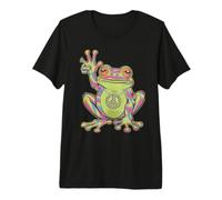 Tie-Dye Frog Peace Sign Hippie Style Colorful Design Premium T-Shirt