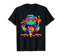 Tie-Dye Hippie Frog, Peace Sign, 70s Party & 60s Costume T-Shirt