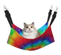 Tie Dye Hippies Hanging Pet Hammock with Adjustable Straps and Metal Hooks Double Sided Bed