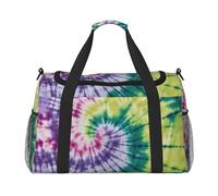 Tie Dye Hippies Print Foldable Carry On Tote Large Capacity Hand Carry Bag for Airplane Weekend Getaways