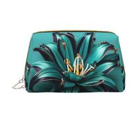 Tie Dye Hippies Print Leather Cosmetic Bag Small Travel Makeup Bag for Women, Cosmetic Organizer Cosmetic Bag for Handbag, Teal Lily, One Size