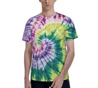 Tie Dye Hippies Print Men Short Sleeve Crew Neck T-Shirt Stylish Casual Summer Various Occasions Wear Black