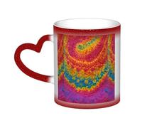 Tie Dye Hippies Print Mystical Color Changing Mug, Black to White Thermal Mug for Coffee Tea Home Office
