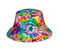Tie Dye Hippies Print Reflective Bucket Hat Reversible Sun Cap Bucket Hat Fisherman Cap for Women Men Teens Unisex, Tie Dye Hippies, One Size