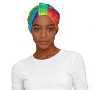 Tie Dye Hippies Print Turban Headscarf Hat for Women Modern Stretch Printed Polyester Sleep Cap Chemo Head Wrap Gift
