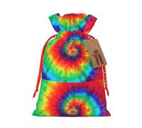 Tie Dye Hippies Printing Fashion Bag Lightweight Drawstring Pouch With Kraft Tag For Christmas Halloween
