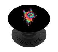 Tie Dye Horns Hand Sign Psychedelic Dripping PopSockets Adhesive PopGrip