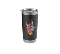 Tie Dye Horns Hand Sign Psychedelic Dripping Stainless Steel Insulated Tumbler