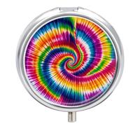 Tie Dye is Colorful Pill Box Cute Round Pill Box 3 Compartment Decorative Pocket Purse Portable Mini Travel Medicine Tablet Vitamin Fish Oil Holder Organizer Pill Case