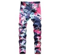 Tie Dye Jeans for Men UK Clearance Slim Fit Skinny Jeans Stretch Joggers Basic Classic Denim Trousers Gradient Work Pants Casual Jegging Boys Biker Trousers Frayed Jeans Plus Size M-6XL